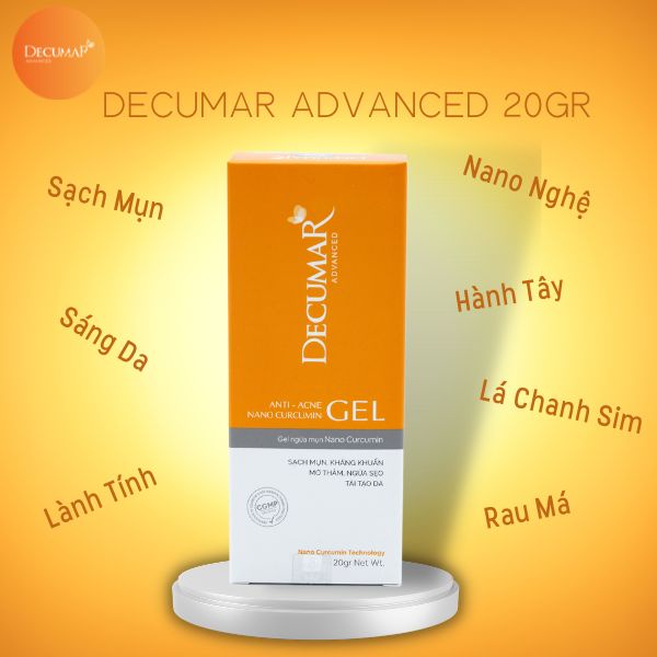 Gel mun Nano Nghệ Decumar Advanced 20 gr ngừa mụn viêm thâm đầu đen hoàn toàn mới