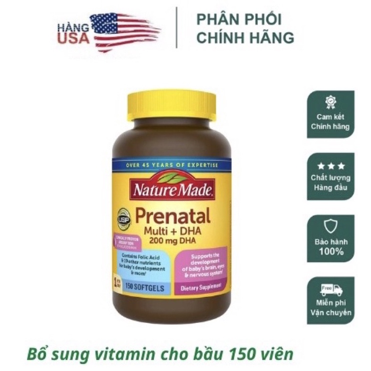 Viên uống Prenatal + DHA 200mg chai 150 viên