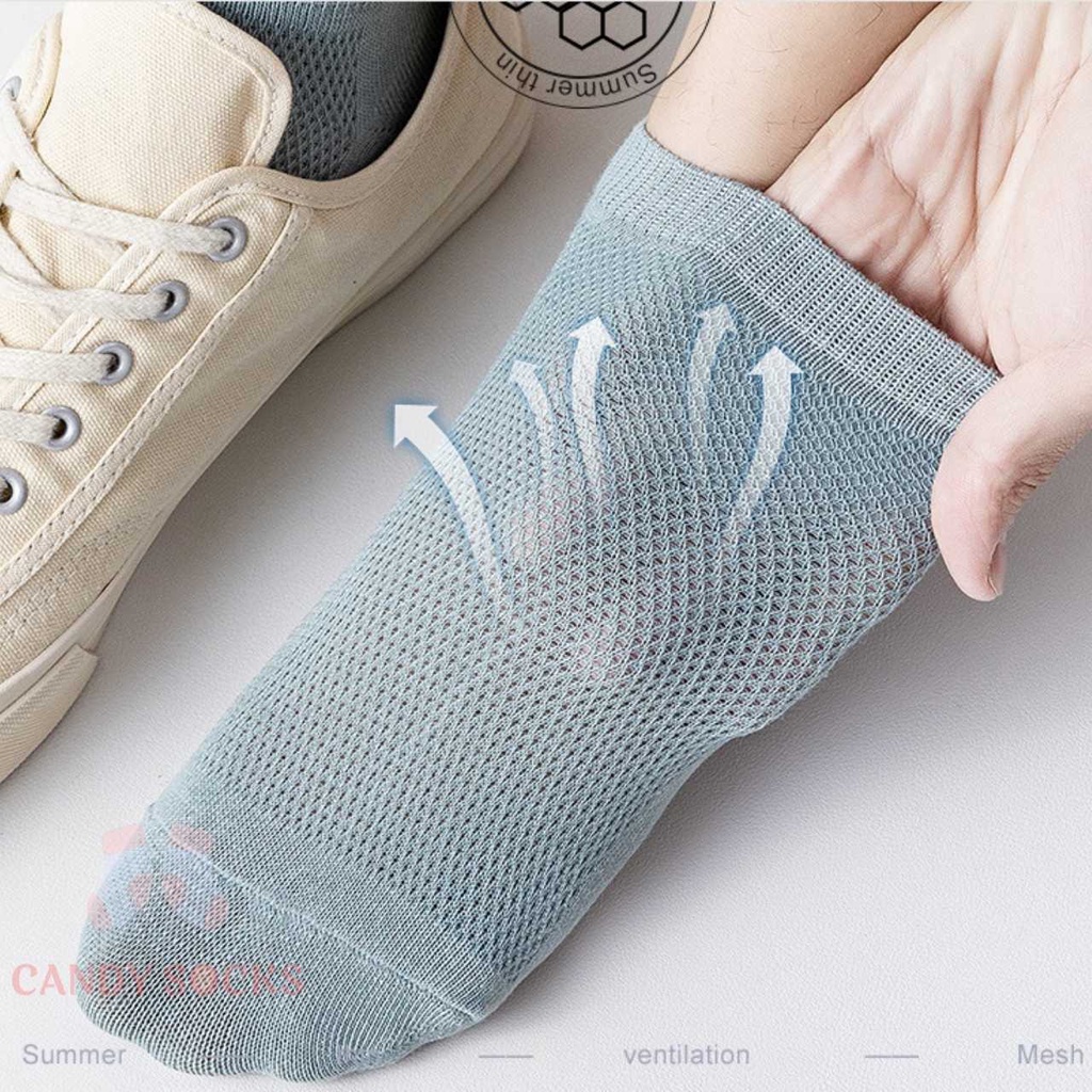 Tất nam nữ, vớ unisex thấp, Set 5 đôi tất màu đơn sắc phong cách Hàn Quốc, co dãn 4 chiều, TN-501