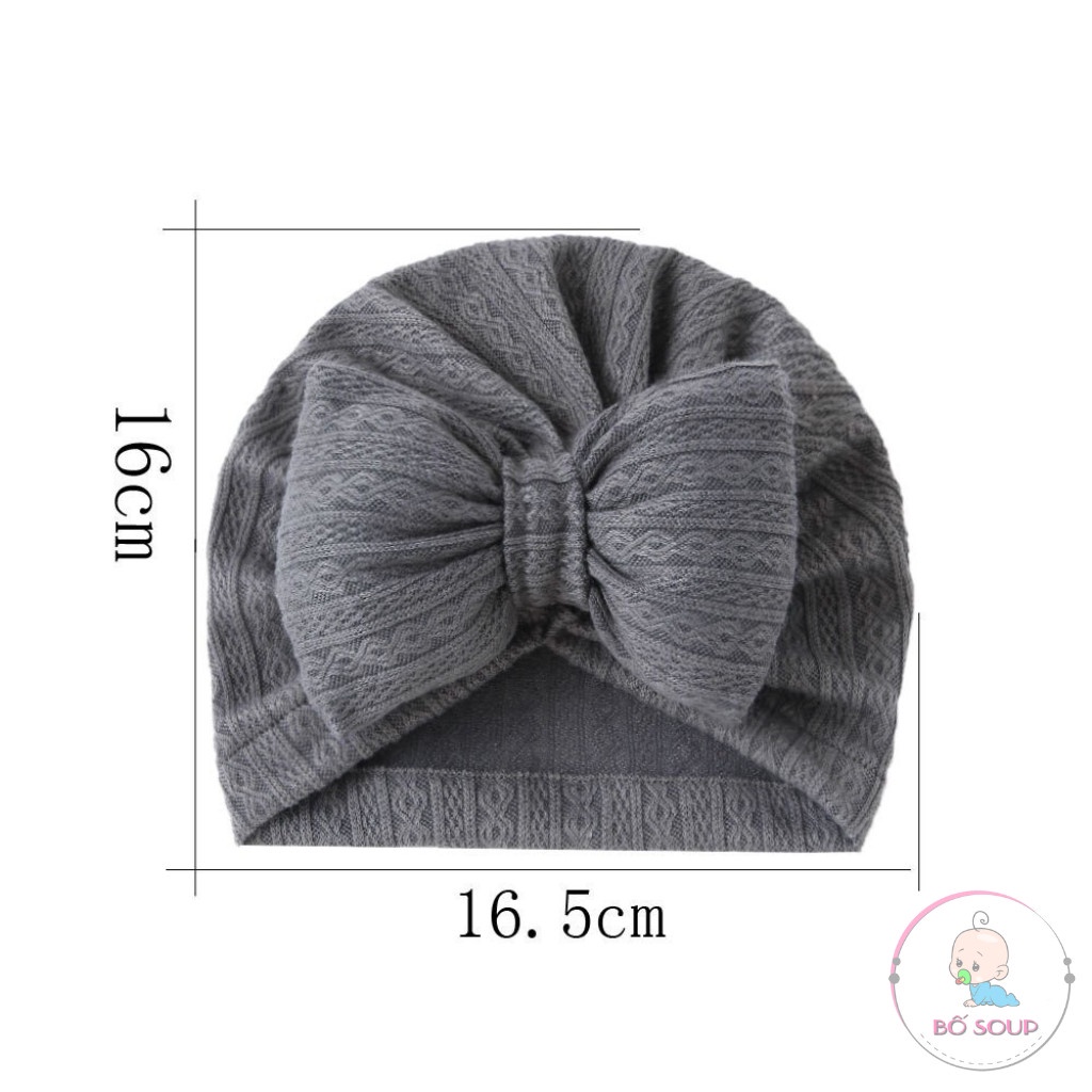 Mũ nón Turban cho bé gái thắt nơ chất liệu cotton