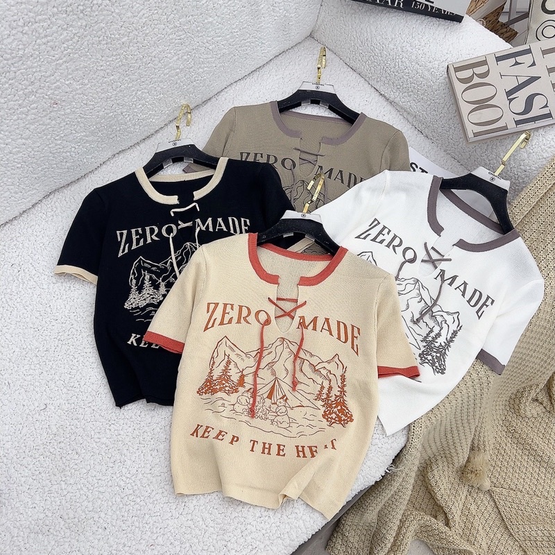 Áo Len Mongtoghi Dáng Croptop Phối Màu Xinh Mã TH10