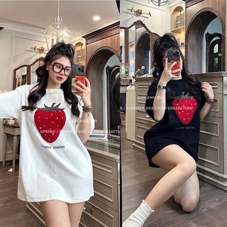 Áo phông Hình dâu tây đáp nổi cute