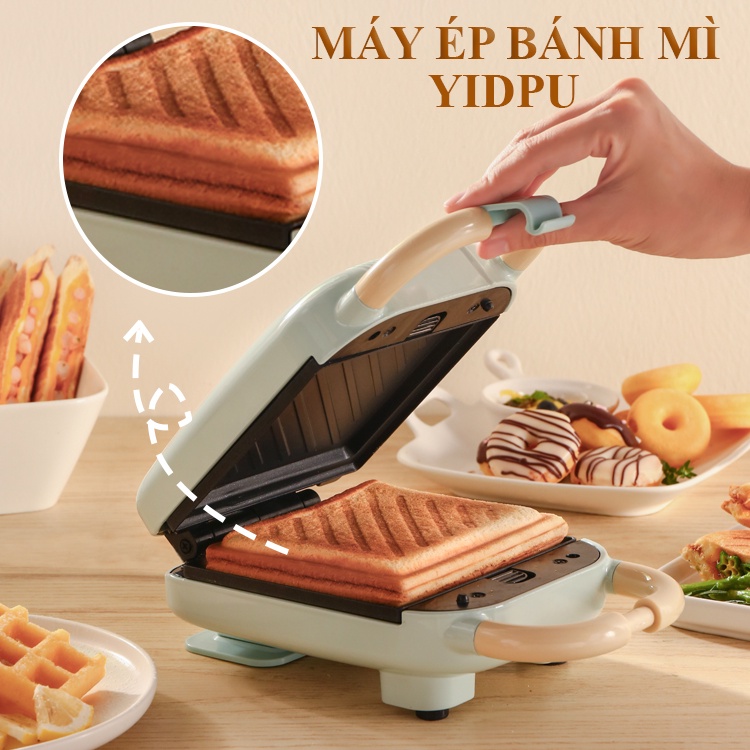 MÁY ÉP BÁNH MÌ YIDPU KÈM KHAY- MÁY NƯỚNG BÁNH MÌ MINI- MÁY KẸP BÁNH, MÁY ÉP SANWICH LÀM ĐỒ ĂN SÁNG ĐA NĂNG