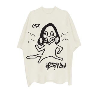  Áo thun kem unisex HEAVEN MÈO CHILL vải thun 2 chiều định lượng 2.5.0gsm 