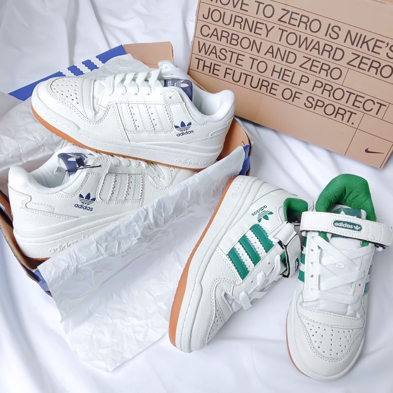 giày thể thao nam nữ Adidas dán trắng / xanh lá