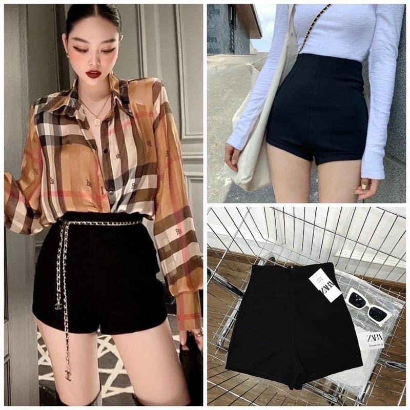 tregging đùi nữ siêu tôn vòng 3 vòng 2, quần short cạp cao chất umi cotton co dãn phối áo rộng cực xinh