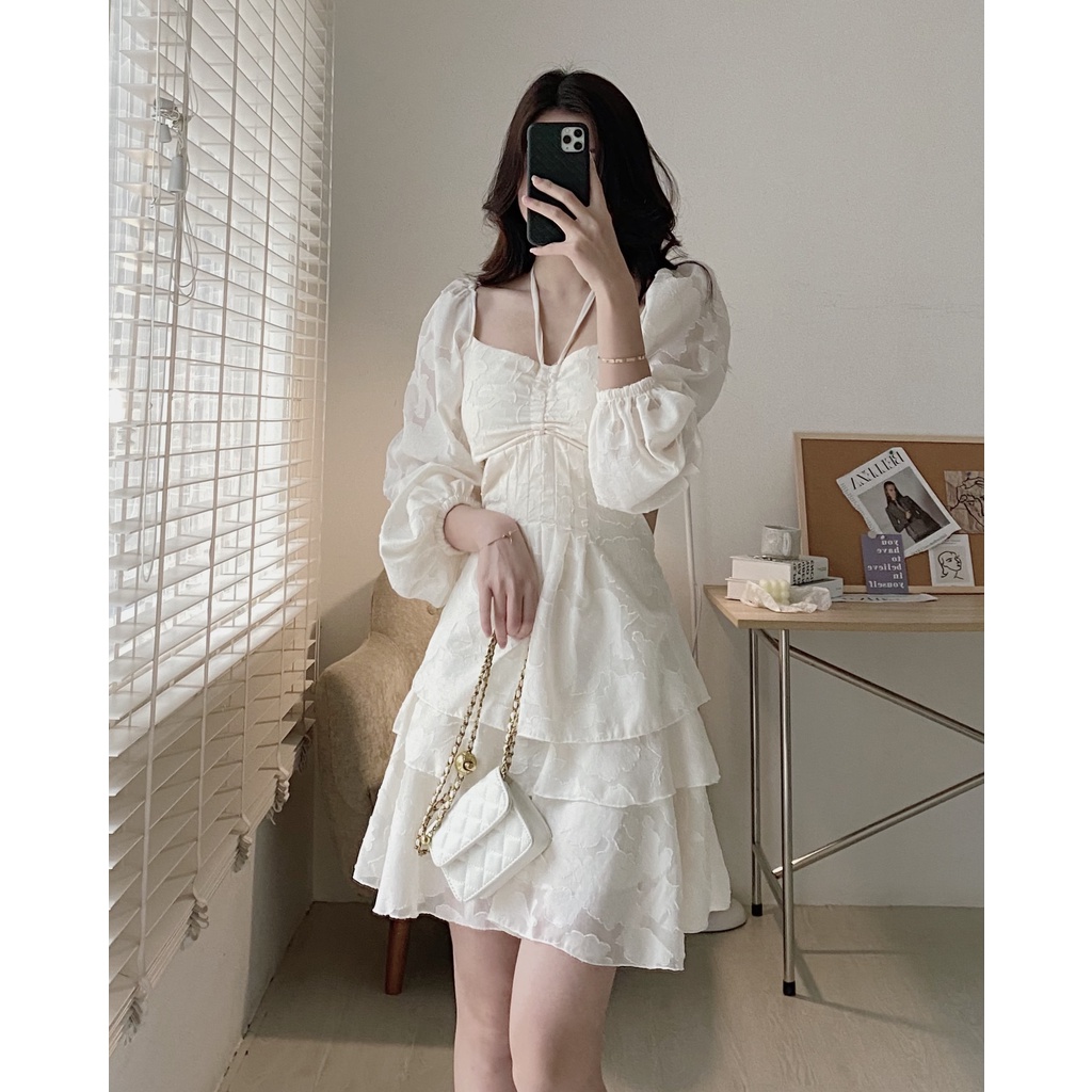 V021 Váy tơ cúp ngực khoét eo AUDREY