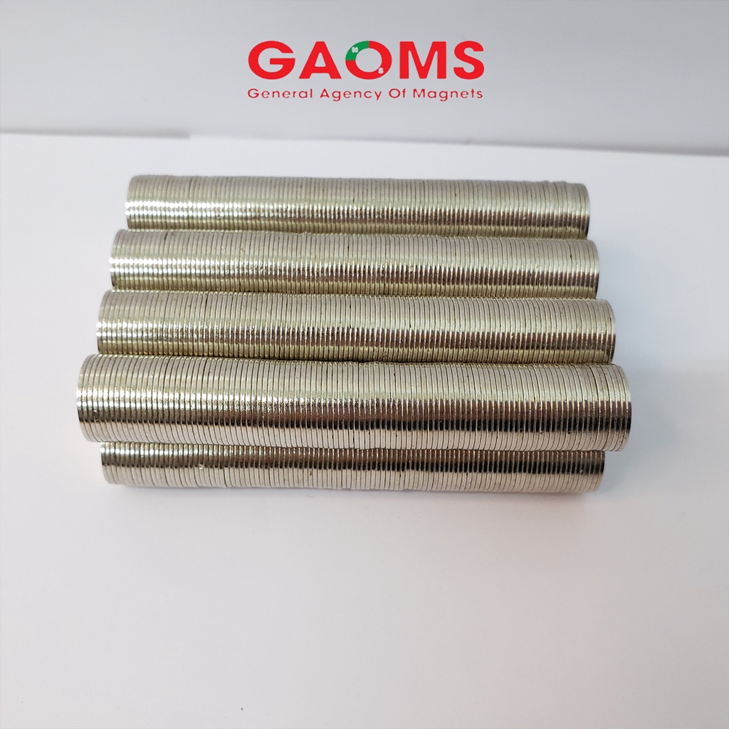 Nam châm viên 14x1mm GAOMS, màu trắng, lực hút vĩnh cửu