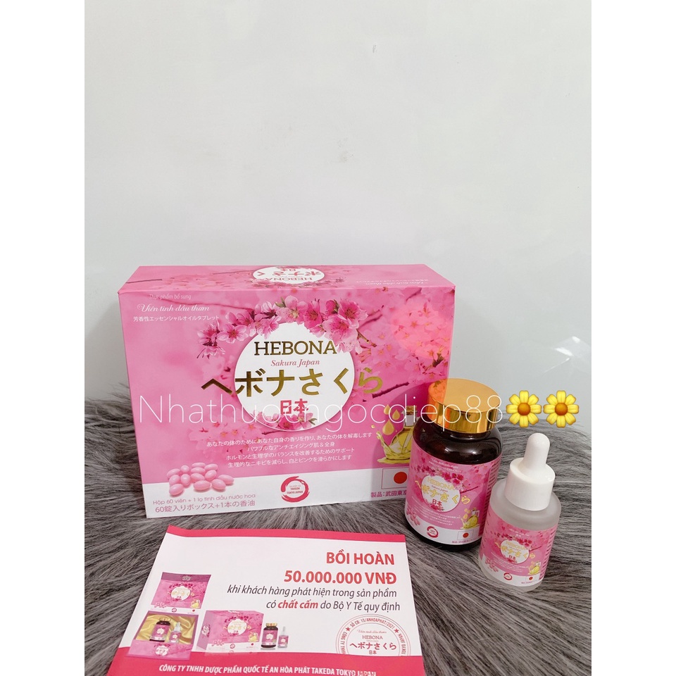 Viên uống thơm da hebona hết mùi hôi trắng sáng da tự nhiên hộp 60v