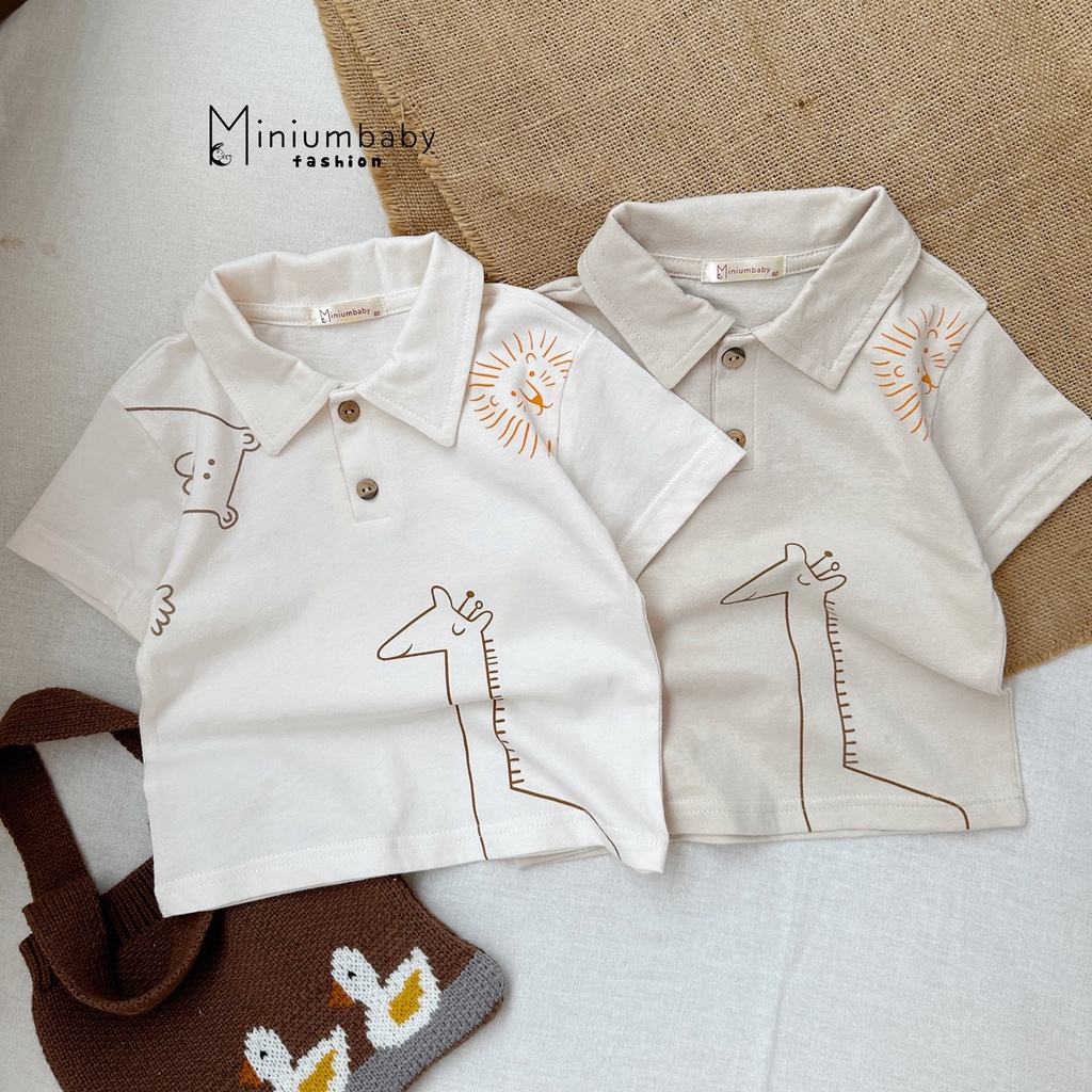 Bộ polo du lịch đi biển phối quần cho bé miniumbabyfashion, Bộ quần áo trẻ em cotton xuân hè, SB1451, SB1427