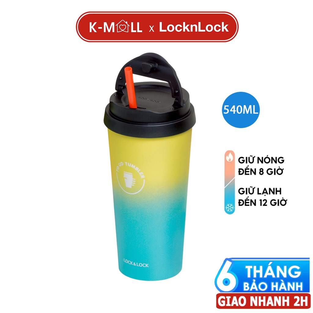 Ly giữ nhiệt LocknLock 540ml Clip Tumbler LHC4151 màu xanh mint kèm ống hút chịu nhiệt - K-MALL