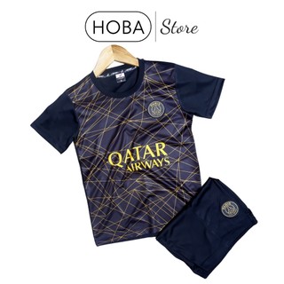 Bộ quần áo bóng đá trẻ em đồ đá banh trẻ em PSG Paris Saint Germain đen