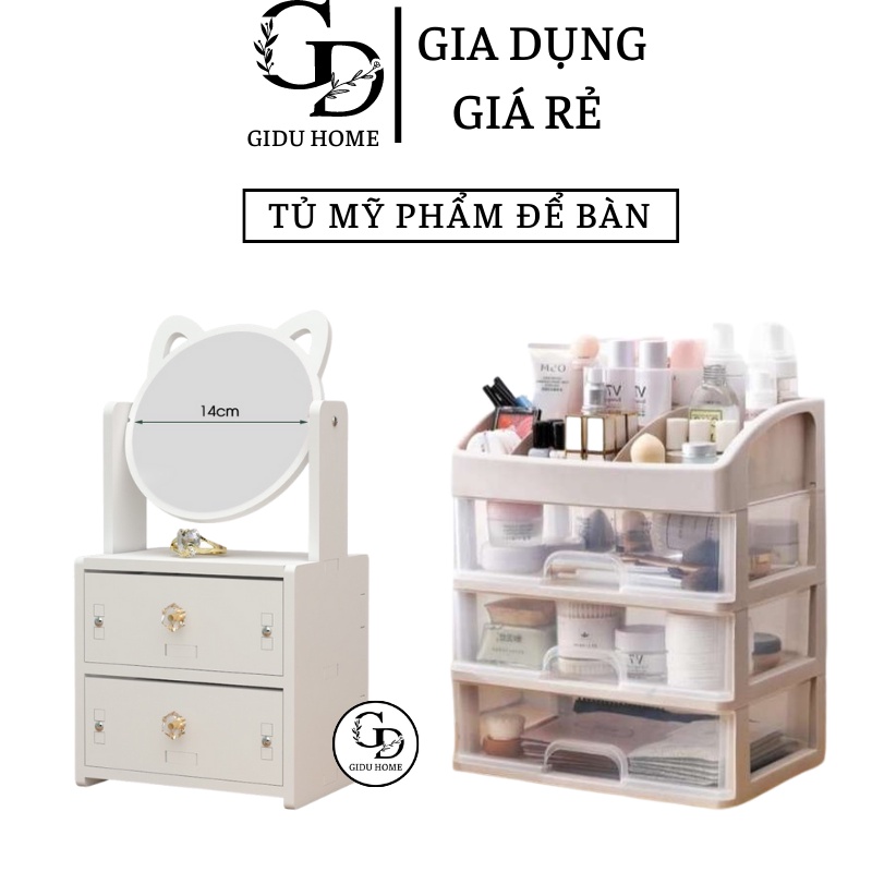 Tủ đựng mĩ phẩm 4 tầng 3 ngăn thiết kế nhỏ gọn để dồ dùng học tập, đồ cá nhân GIDUHOME - Gia dụng giá rẻ