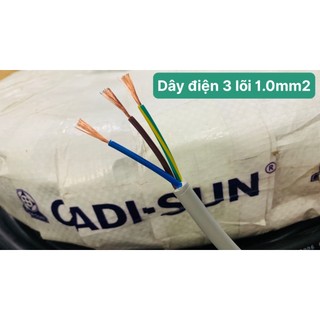 Dây điện 3 lõi 1.0mm2 và 1.5m - Dây điện 3 pha 1li - Dây điện lắp bơm tõm 3x1.0mm2 chính hãng Cadisun ( Bán lẻ một mét )