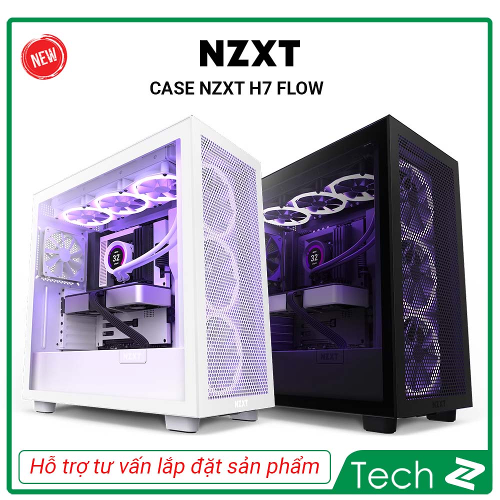 Vỏ máy tính NZXT H7 Flow (Mid Tower/Màu Trắng/Mầu Đen)