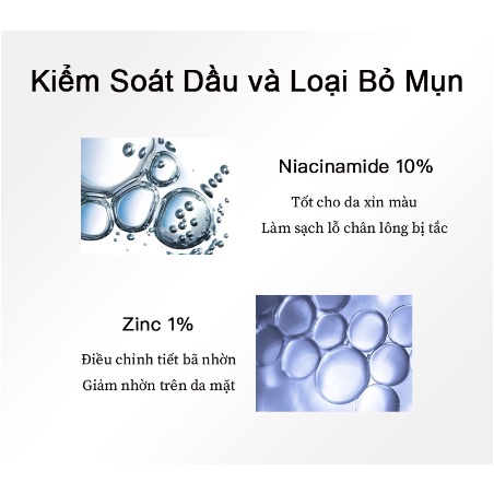 Serum Nacinamide 10% + ZinC 1% Dưỡng Trắng Thu Nhỏ Lỗ Chân Lông Cân Bằng Bã Nhờn Làm Sáng Da
