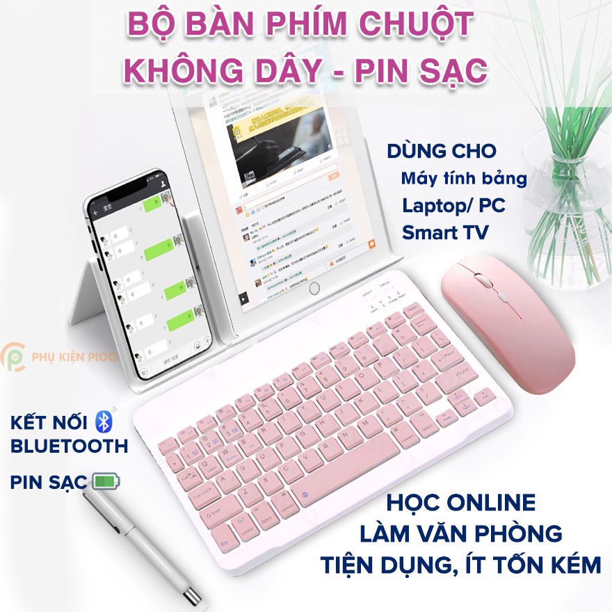 Chuột không dây hồng Bluetooth Wireless máy tính tablet táo điện thoại - Bàn phím hồng hông dây Bluetooth