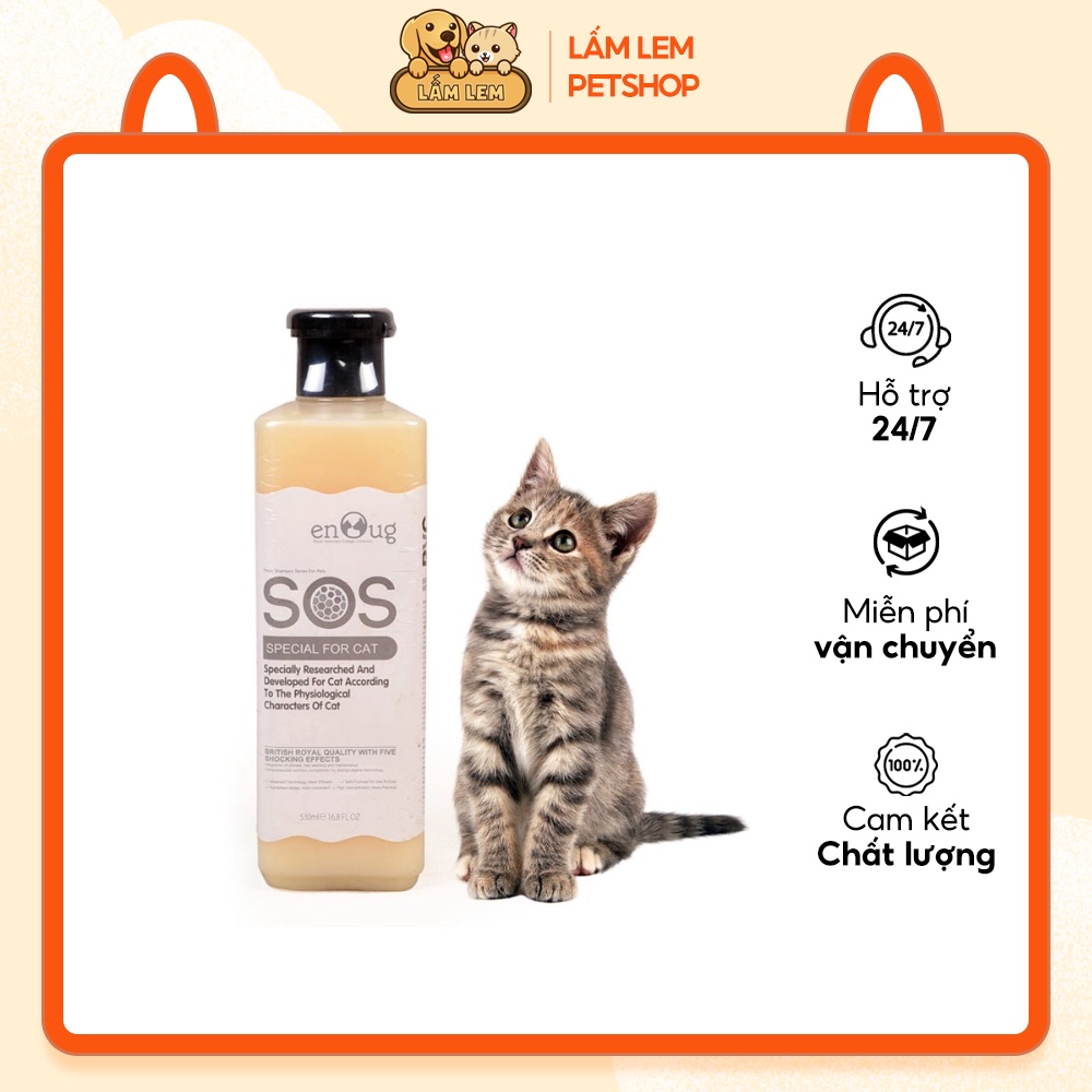 Sữa Tắm Cho Mèo SOS 530ml giúp Dưỡng Lông, Mượt Lông - Lấm Lem Petshop