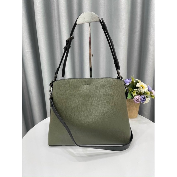 Túi xách da thật công sở Coach Willow màu xanh rêu