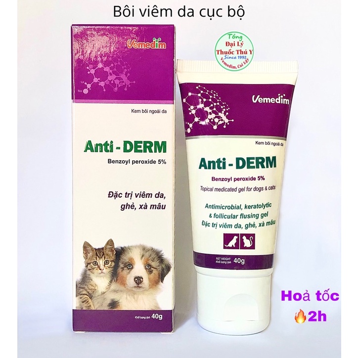 Anti drem bôi trị viêm da, ghẻ ở chó mèo Vemedim