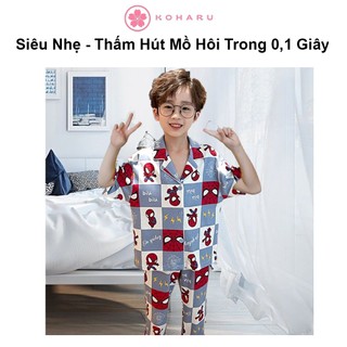 Áo cộc quần dài 9-47kg Cotton Đũi Nhật pijama Siêu nhân Nhện CN02 trẻ em đồ ngủ| bộ đi chơi bé trai gái