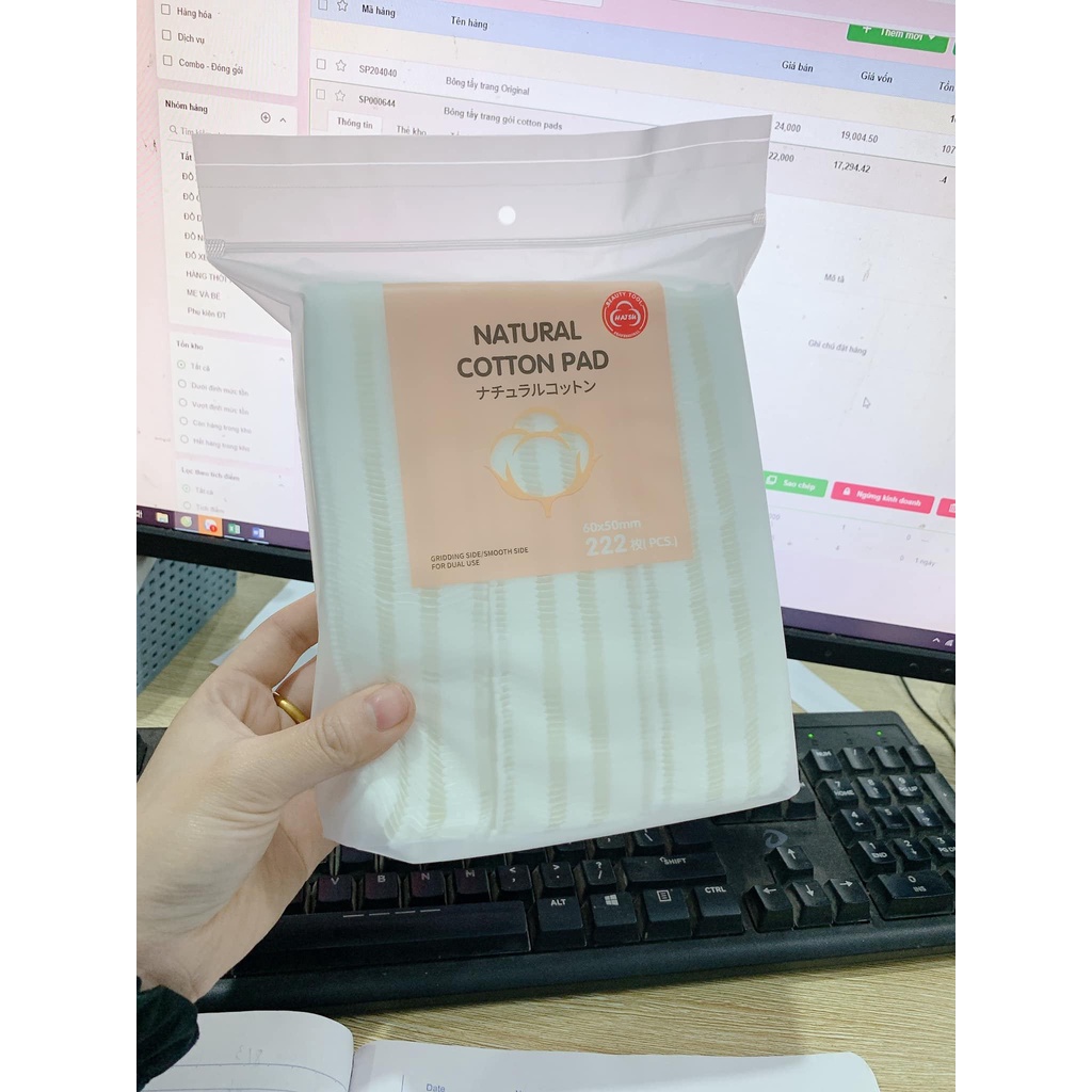 Bông tẩy trang 222 miếng Natural Cotton Pad mẫu mới