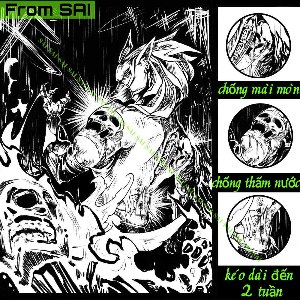 Miếng dán hình xăm tạm thời SAI MAGIC TATTOO 18CM×11CM chống thấm nước lâu trôi lên đến 2 tuần 210