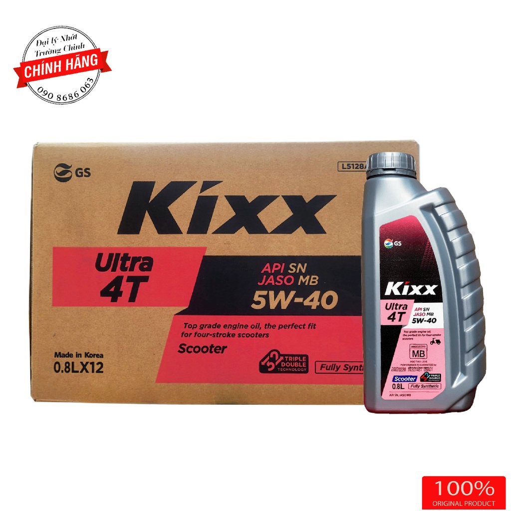 Thùng nhớt Kixx Ultra Scooter Fully Synthetic 5W40, 10W40 dành cho xe ga nhập khẩu Hàn Quốc