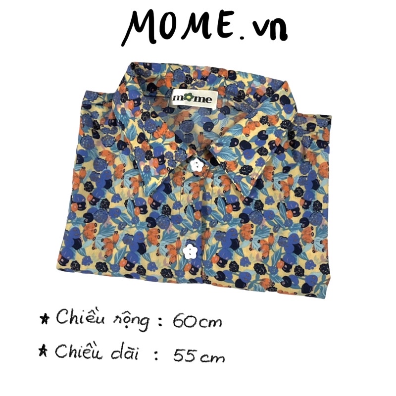 Sơ mi hoạ tiết Vintage tay ngắn ll 1 bên túi ll Dáng Croptop Oversized - MOME.VN