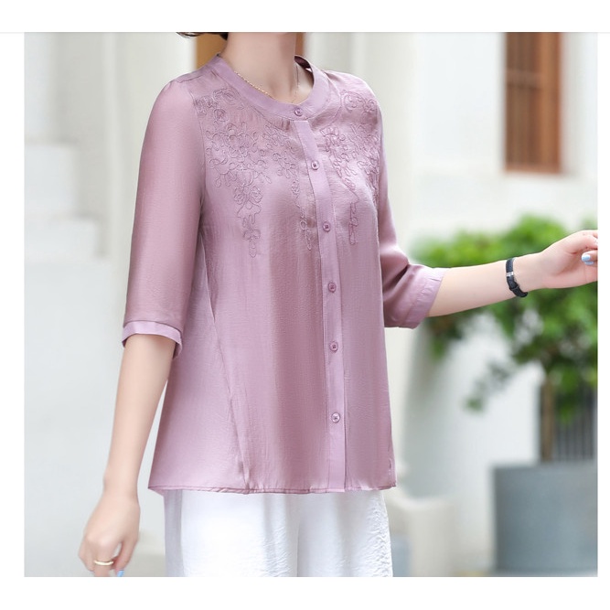 (HÀNG SẴN) Áo Sơ Mi Mùa Hè Mềm Mát Lịch Sự Cho Mẹ SM84 - Hàng Quảng Châu Cao Cấp