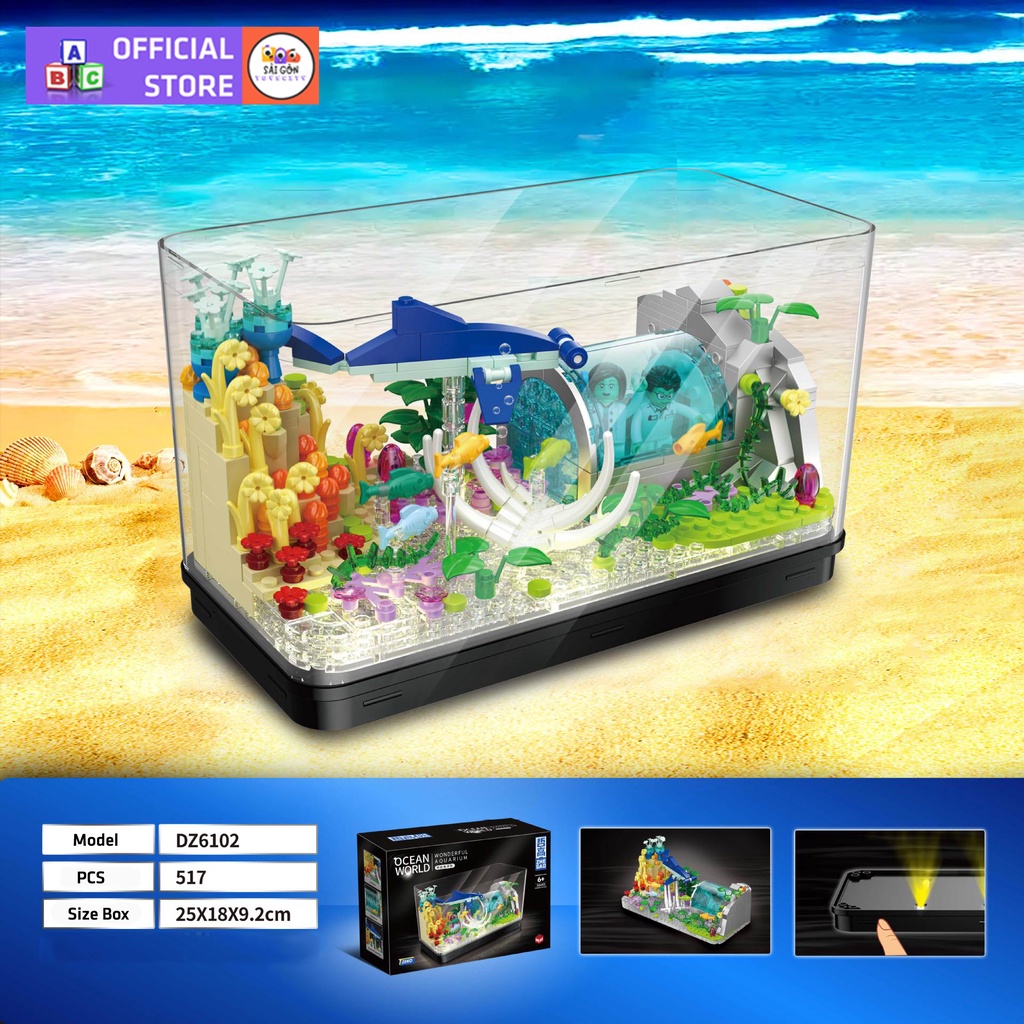 Đồ Chơi Lắp Ráp Mô Hình Trưng Bày Bể Cá Đại Dương Marvelous Oceanarium ZheGao 6101 Với 520+ PCS