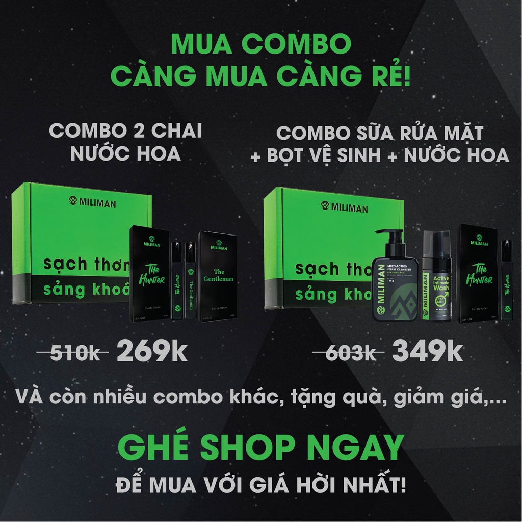 Nước Hoa Nam Miliman - Dầu Thơm EDP Chính Hãng, 2 Mùi Hương Nam Tính, Quyến Rũ Chai 10ml