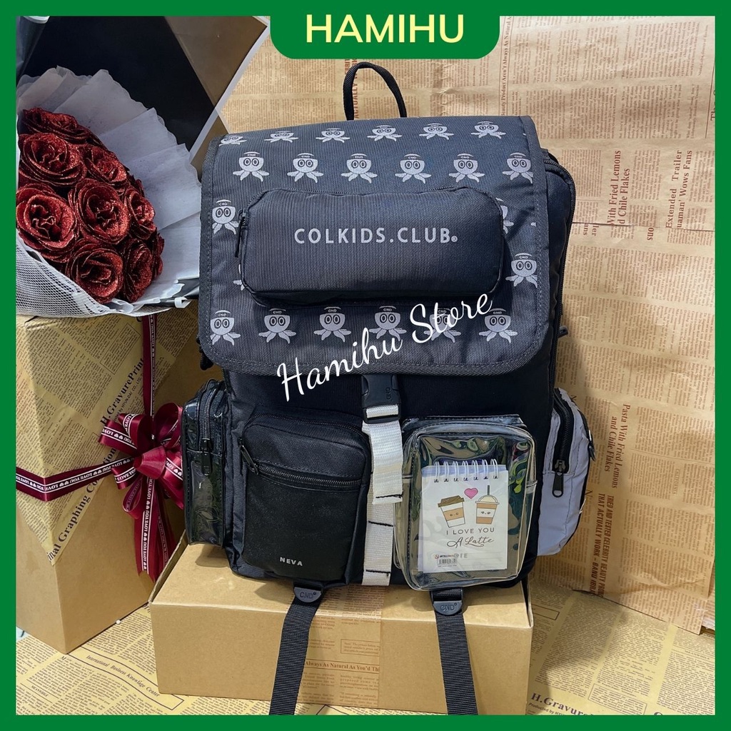 Balo đi học, balo thời trang Hamihu HM6, balo đựng laptop có chữ Colkids Club phong cách Hàn Quốc