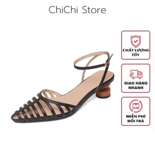  Giày cao gót nữ giày cao gót sandan mũi nhọn đế gỗ cao cấp cao 5cm - CG04 