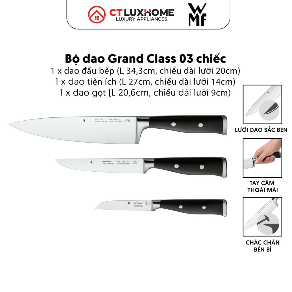 Bộ Dao WMF Grand Class 3 Chiếc Thép Không Gỉ Cao Cấp - 1894929992