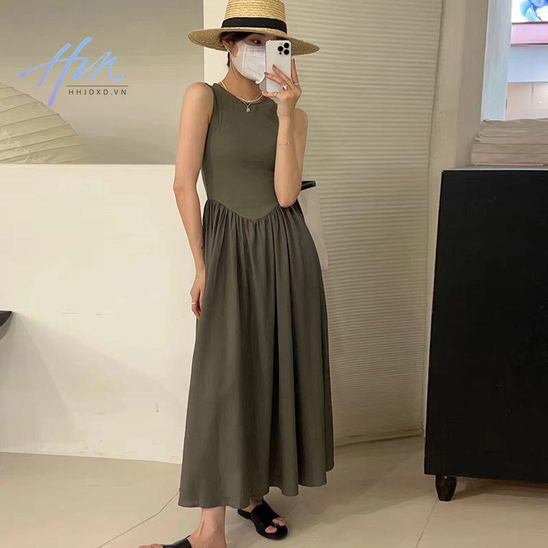 Sản phẩm mới mùa hè của Chic Hàn Quốc cổ tròn đơn giản, vừa vặn, kiểu dáng cao cấp, thắt lưng, lộ vẻ gầy, áo vest.