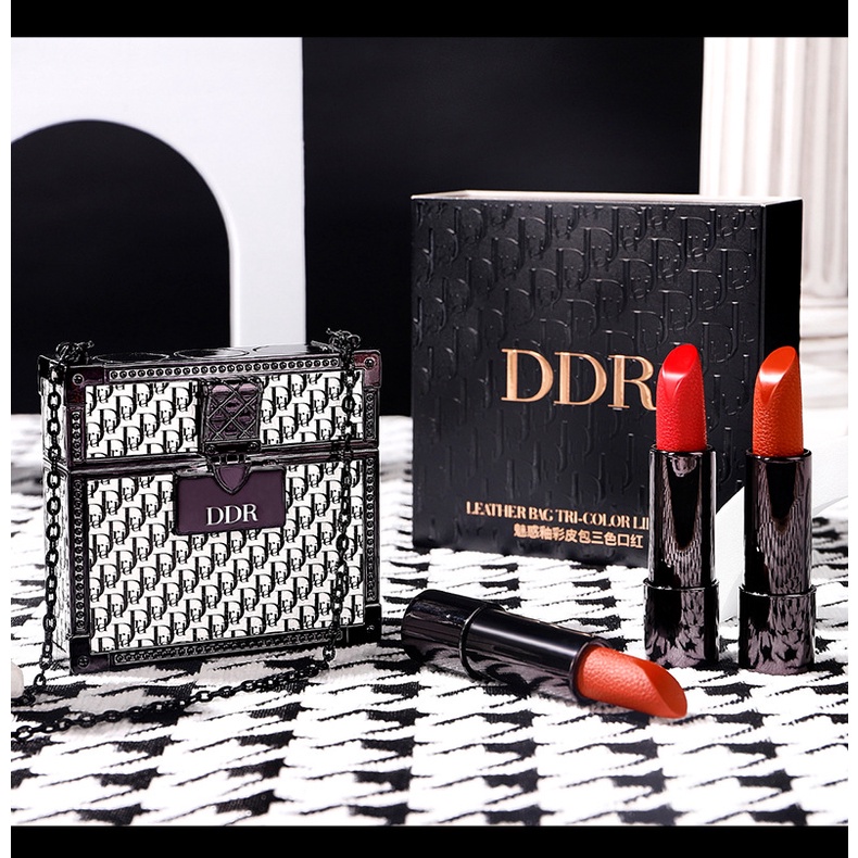 Set 3 Son Lì Túi Xách DDR Kiểu Dior Kèm Gương Sang Chảnh