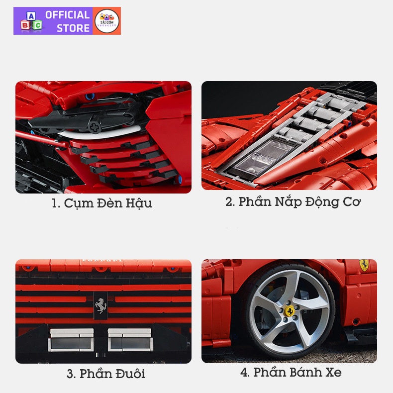 Đồ Chơi Lắp Ráp Mô Hình Xe TECHNIC Ferrari Daytona SP3 Tỉ Lệ 1:8 Điều Khiển Từ Xa Với 3700+PCS