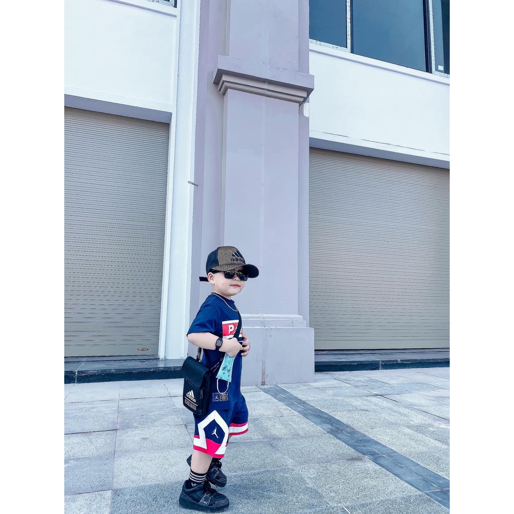 Bộ quần áo PSG 2 màu Trắng- Xanh phối quần sành điệu, cực hot mùa hè cho bé trai  SHOP BÔM BÔM KIDS