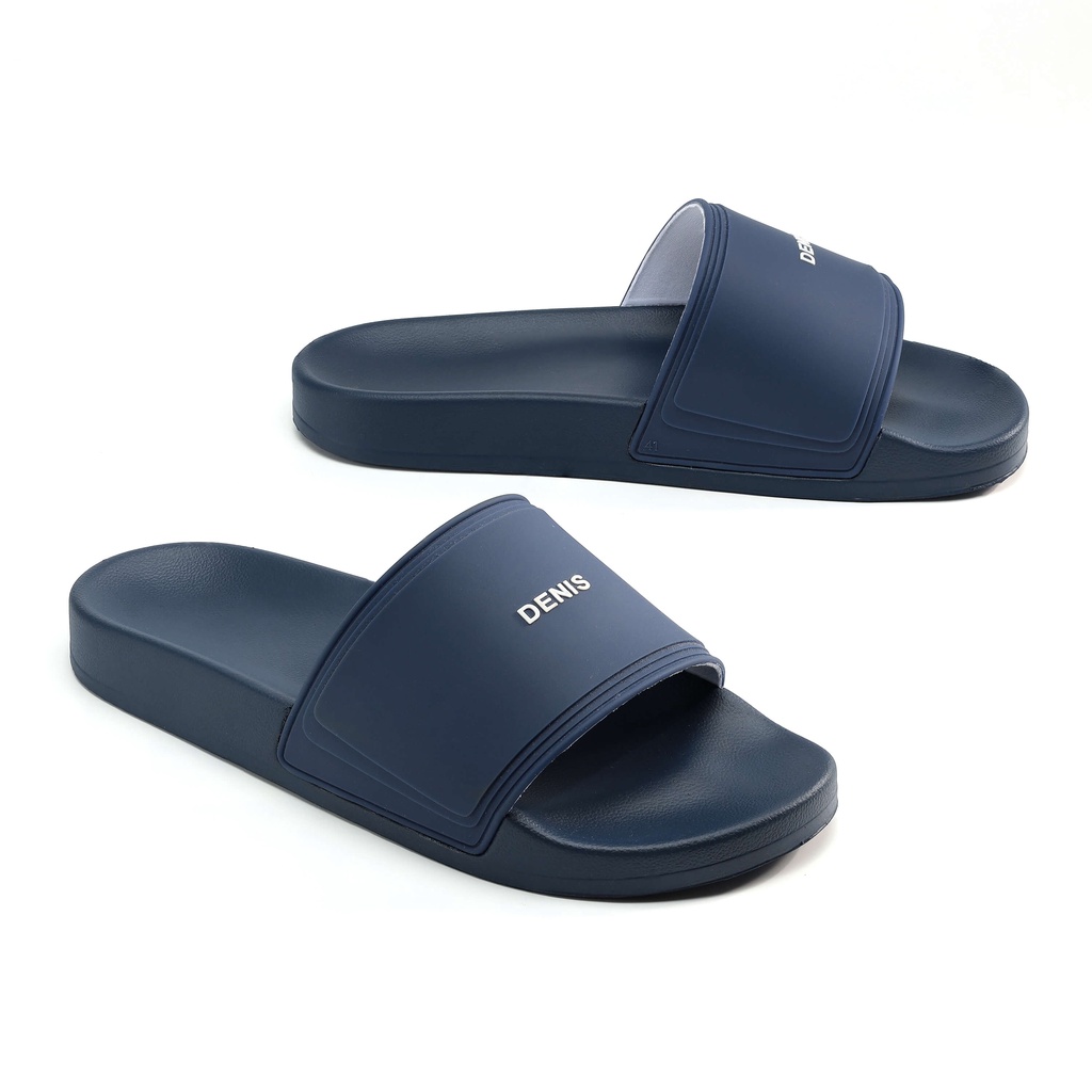 Dép quai ngang Denis Unisex Slipper DT01 đế PU quai PVC màu xanh navy Ngoài trời