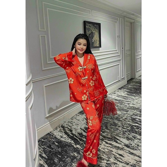 Pijama mai vàng đỏ Tết xinh lung linh em về lại - Đồ ngủ Cao Cấp