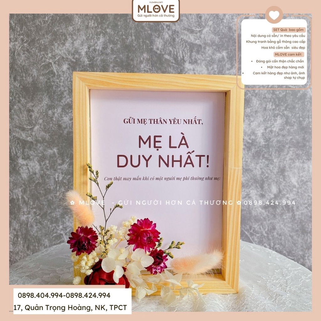 Khung hoa khô - Quà Tặng Kỉ Niệm, Sinh Nhật, Noel, 8/3, 20/10,14/2 Quà Cưới, Quà tặng mẹ, tặng bạn gái, tặng người yêu