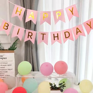 Dây chữ Happy Birthday đuôi cá ép kim các màu