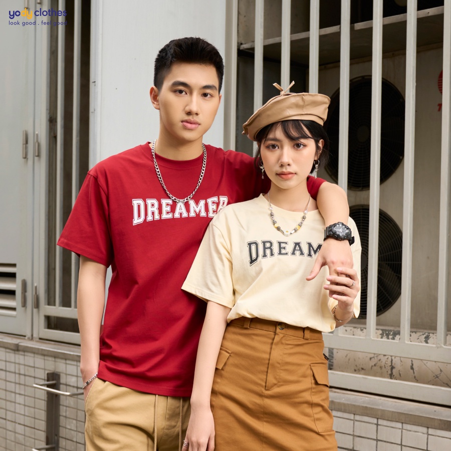 Áo thun Unisex nam nữ YODY form rộng tay lỡ in chữ DREAMER đủ size TSU6002