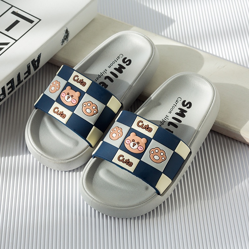 Dép lê cho bé trai bé gái 2-8 tuổi hoạ tiết thỏ, gấu kẻ caro cute phong cách thời trang mùa hè 2023