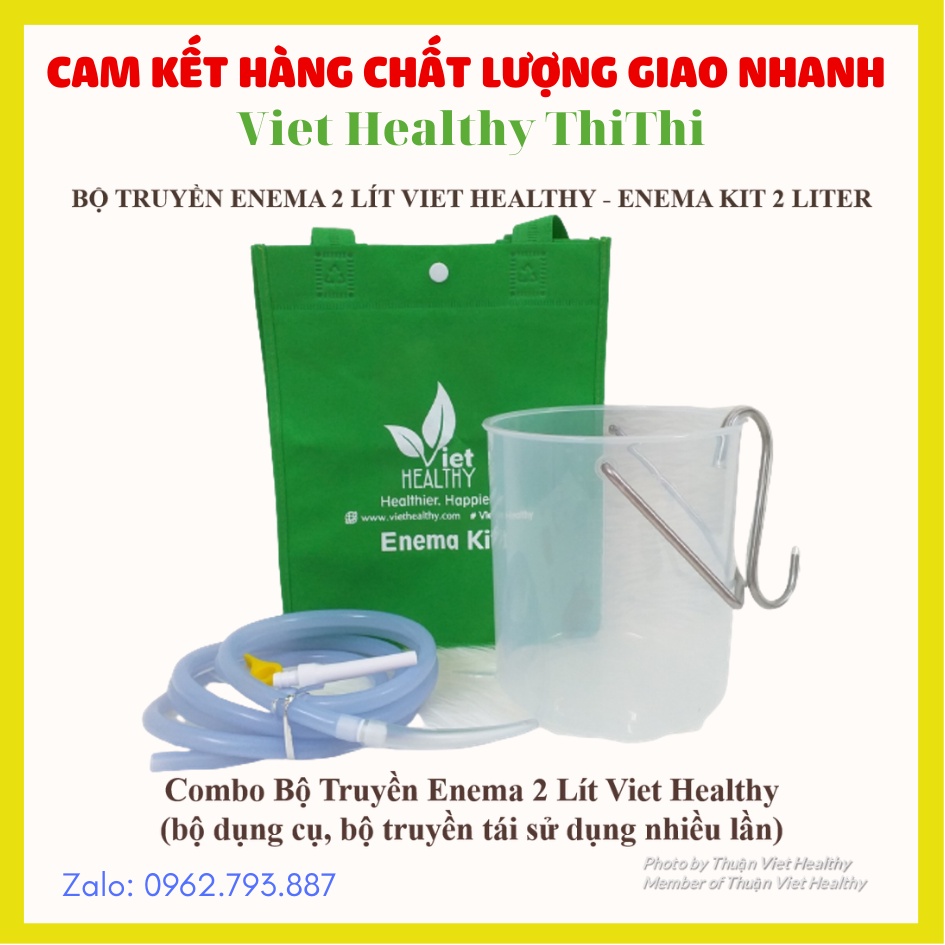 Combo Dụng cụ thải độc Viet Healthy, Bộ dụng cụ thụt tháo đại tràng, Trọn bộ Bình truyền thải độc cà phê, Detox Bag Kit