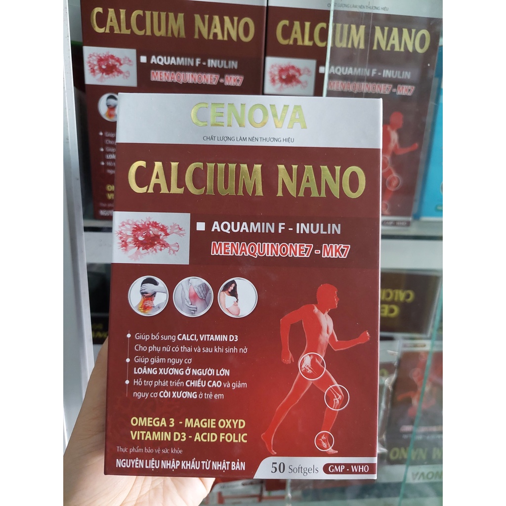 Canxi nano CALCIUM + vitamin D3, K2 (MK7) AQUAMIN F giúp chắc xương, phát triển chiều cao. Lọ 50 viên