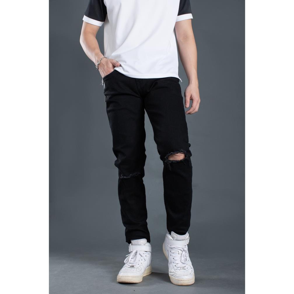 Quần Jean Nam Cao Cấp Rách Gối Lados 14073 - Chất dày mềm, co giãn tốt, Slimfit cao cấp