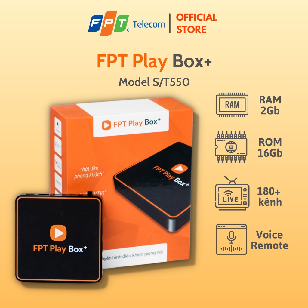 FPT Play Box 2020+ Model S/T550 - RAM 2Gb ROM 16Gb - Android TV 10 - Điều Khiển Bằng Giọng Nói