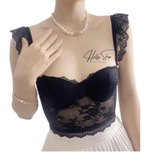 Áo bra corset ren cánh tiên có gọng thiết kế cao cấp HL001